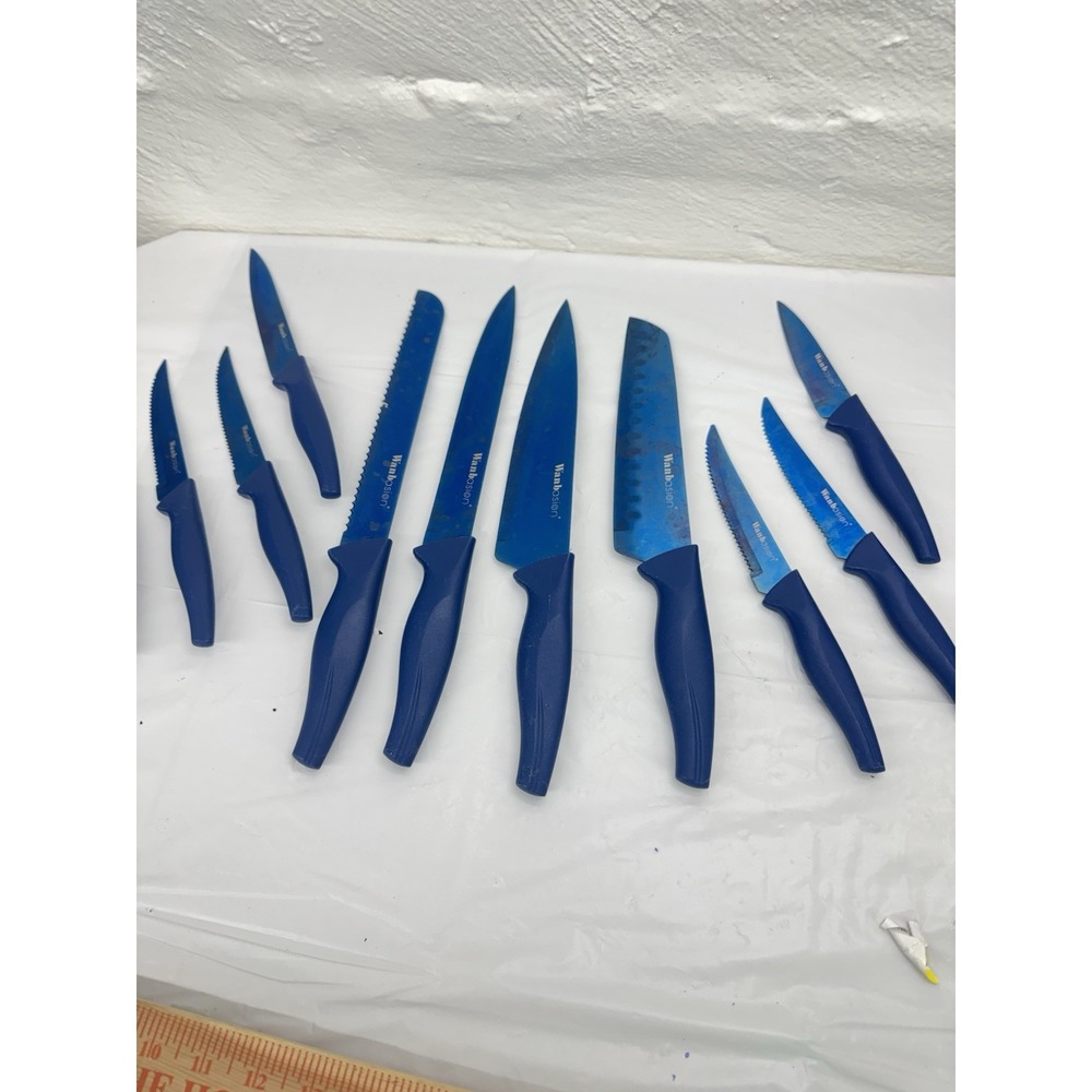 Wanbasion Kitchen Knife Set - 11 Piece Stainless‎ Steel Set Blue Preowned